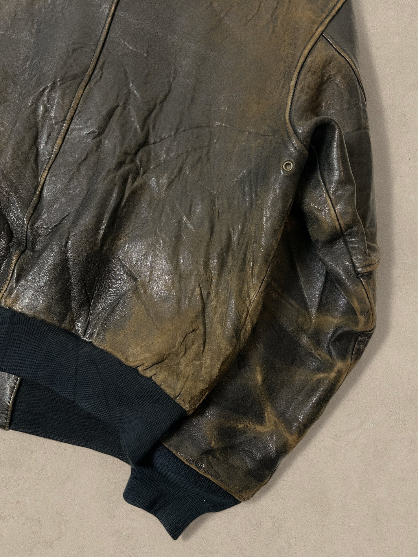 1990S - BLACK DISTRESSED AVIREX FLIGHT JACKET TYPE A-2 - M