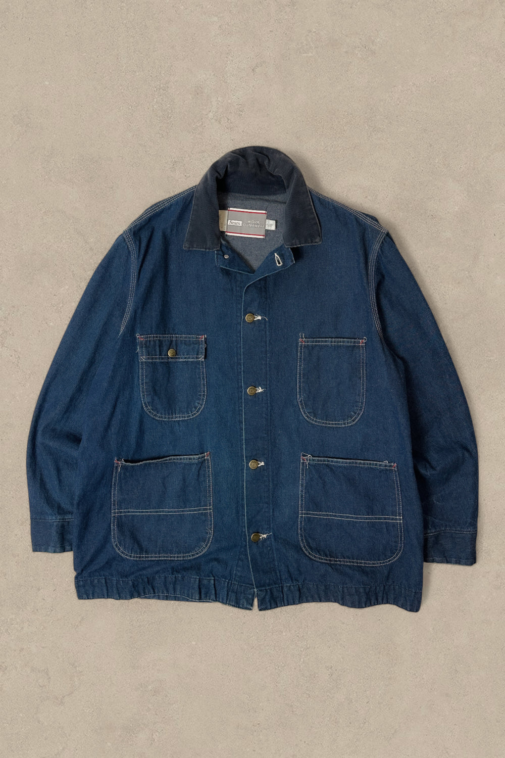 1980S - DENIM SEARS BARN CHORE JACKET - XL