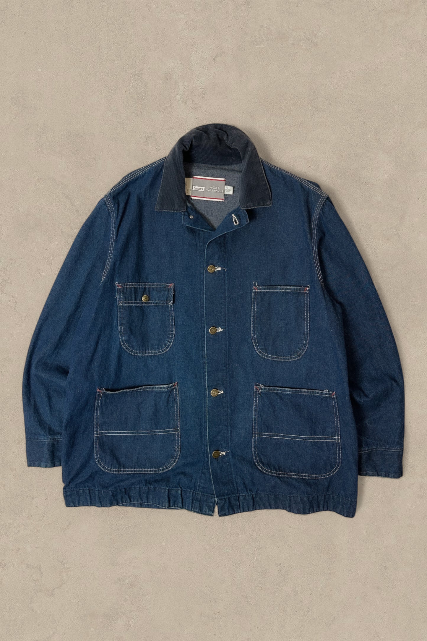 1980S - DENIM SEARS BARN CHORE JACKET - XL