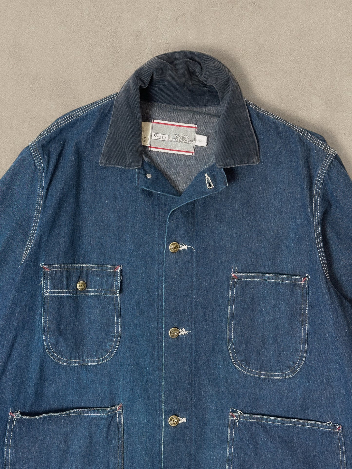 1980S - DENIM SEARS BARN CHORE JACKET - XL