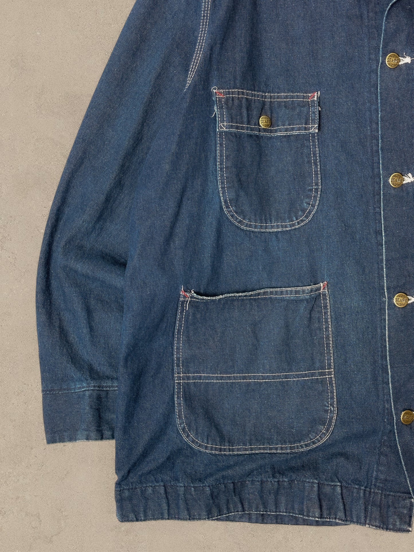 1980S - DENIM SEARS BARN CHORE JACKET - XL