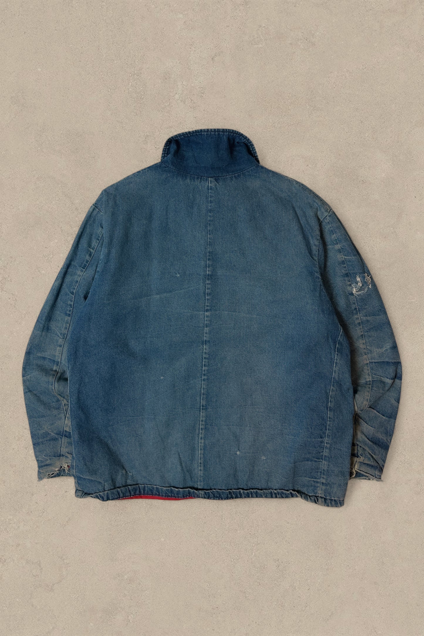 1990S - DISTRESSED KEY IMPERIAL DENIM BARN JACKET - L