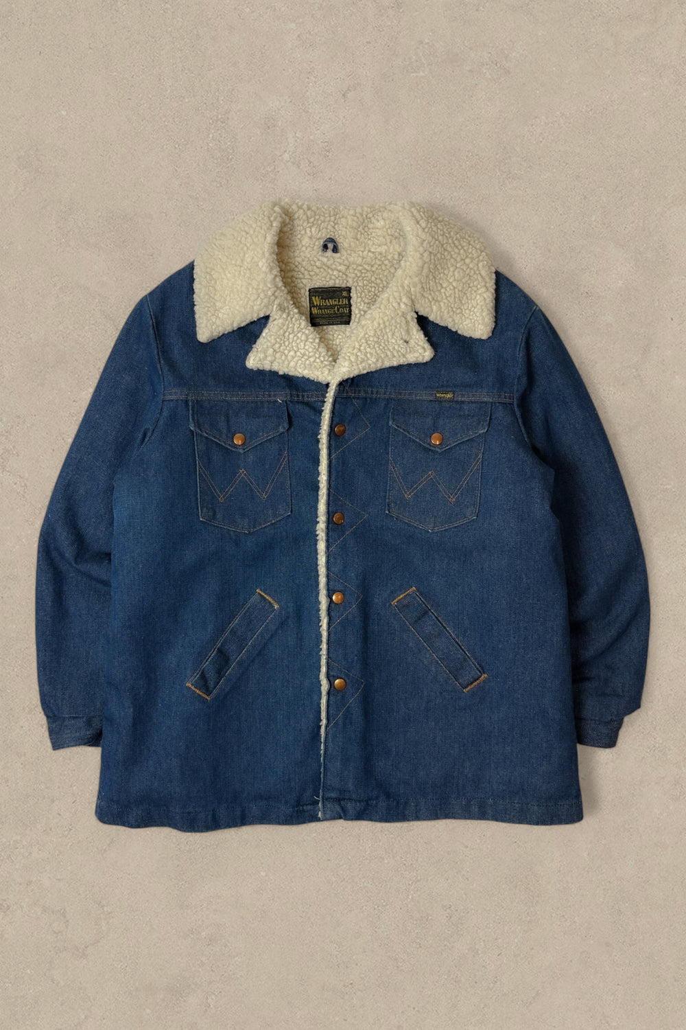 1990S - DENIM WRANGLER WRANGE COAT JACKET - XL