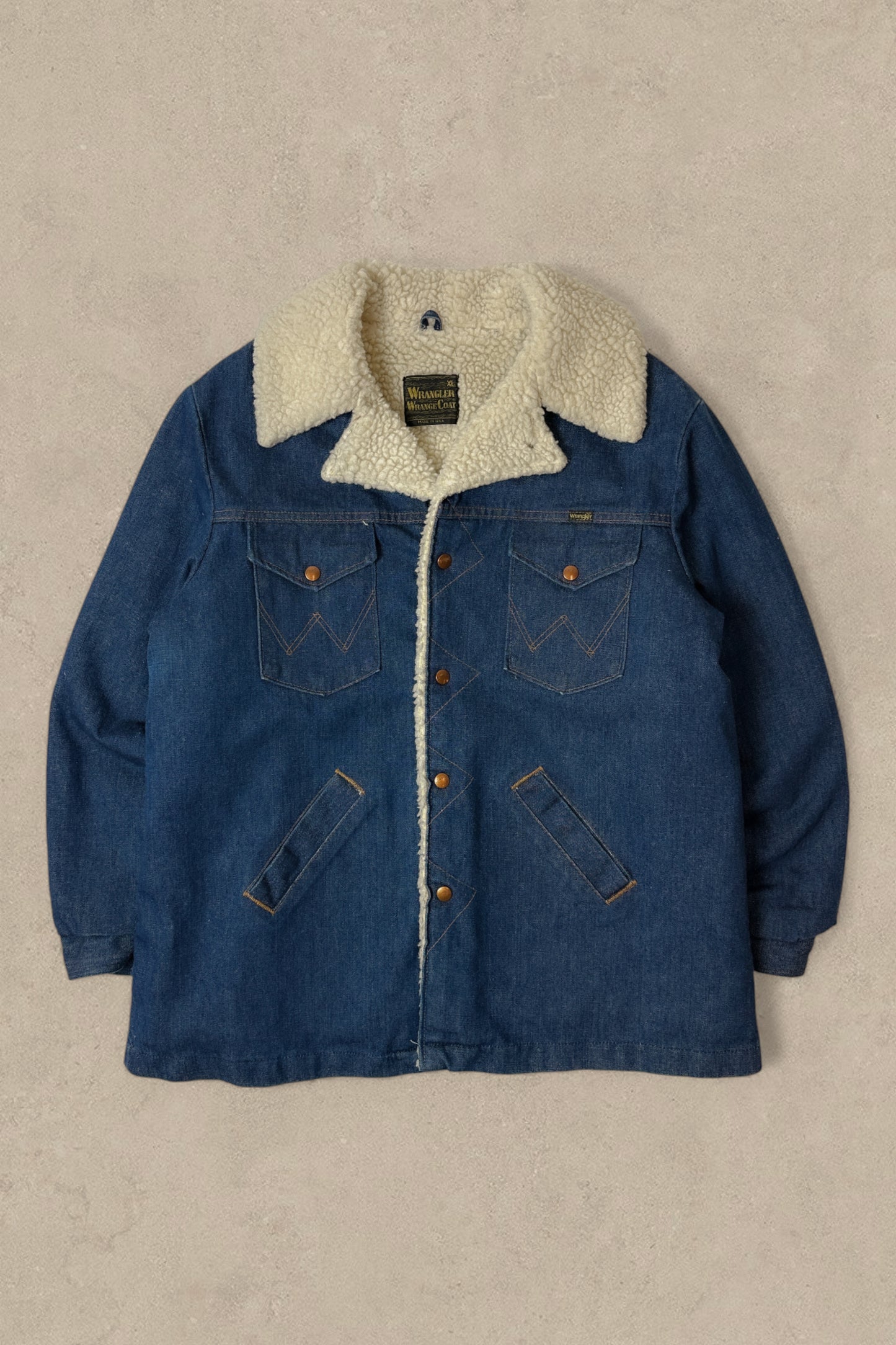 1990S - DENIM WRANGLER WRANGE COAT JACKET - XL