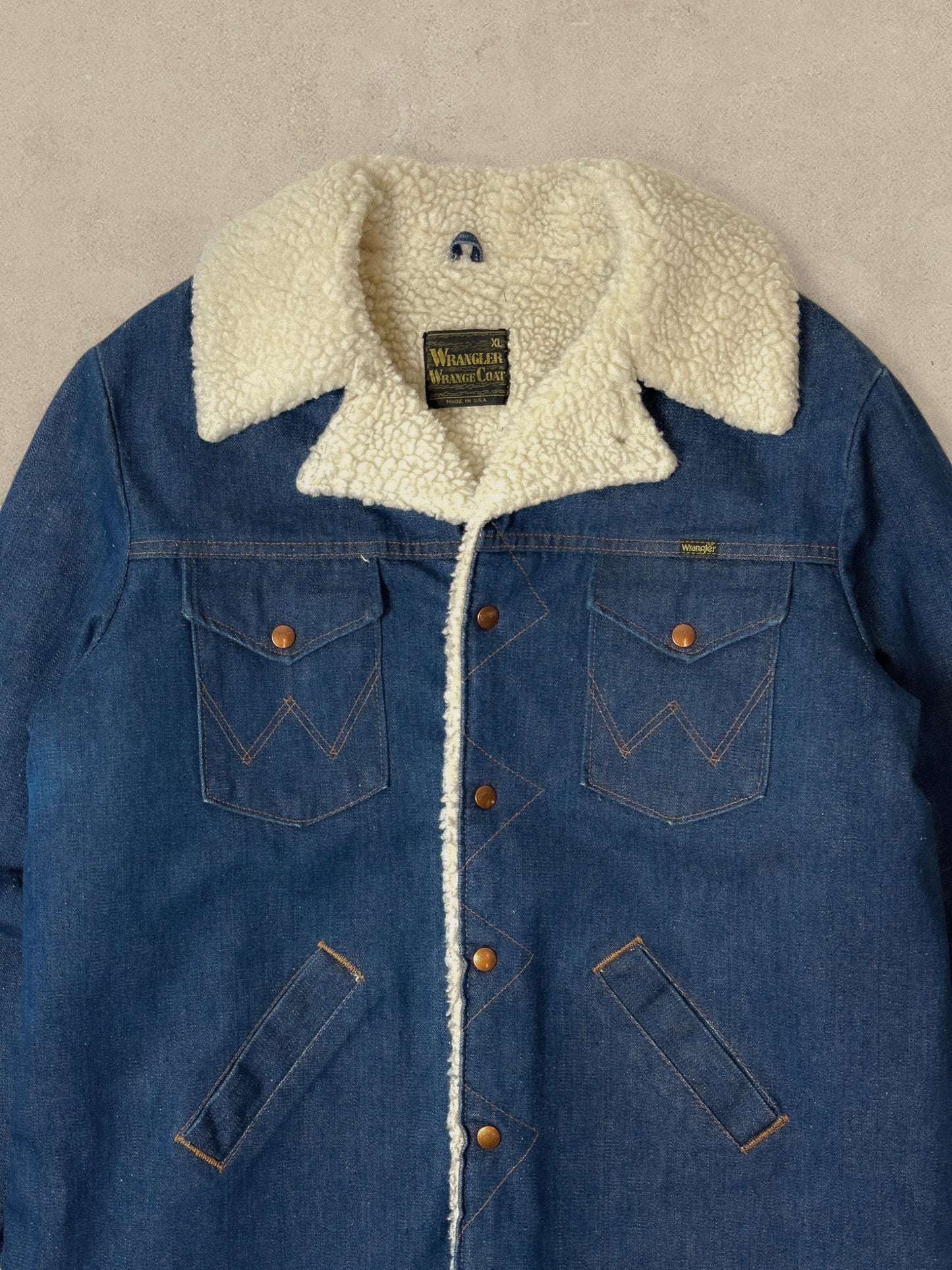 1990S - DENIM WRANGLER WRANGE COAT JACKET - XL
