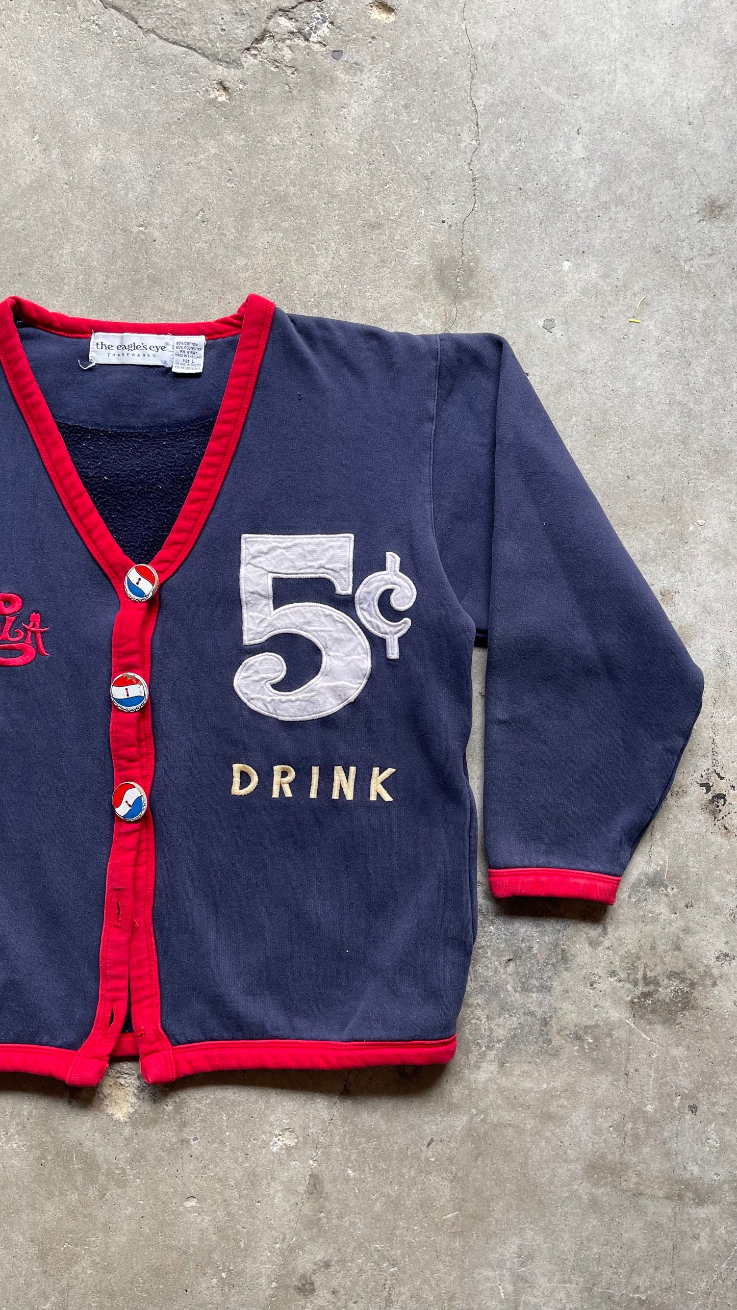 1990S PEPSI COLA CARDIGAN SWEATER RED/NAVY - L