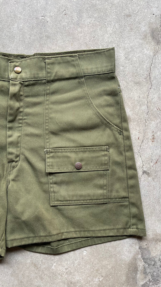 1990S BOY SCOUT TWO POCKET SHORTS KHAKI - 34