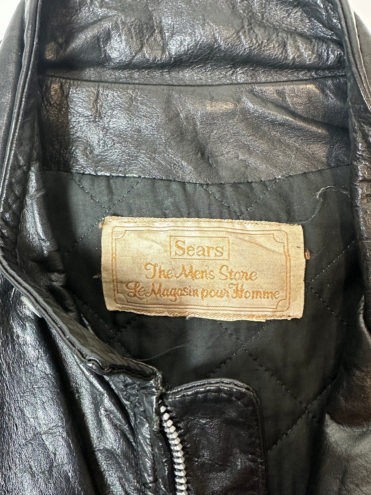 1980S - BLACK MOTO LEATHER JACKET - L