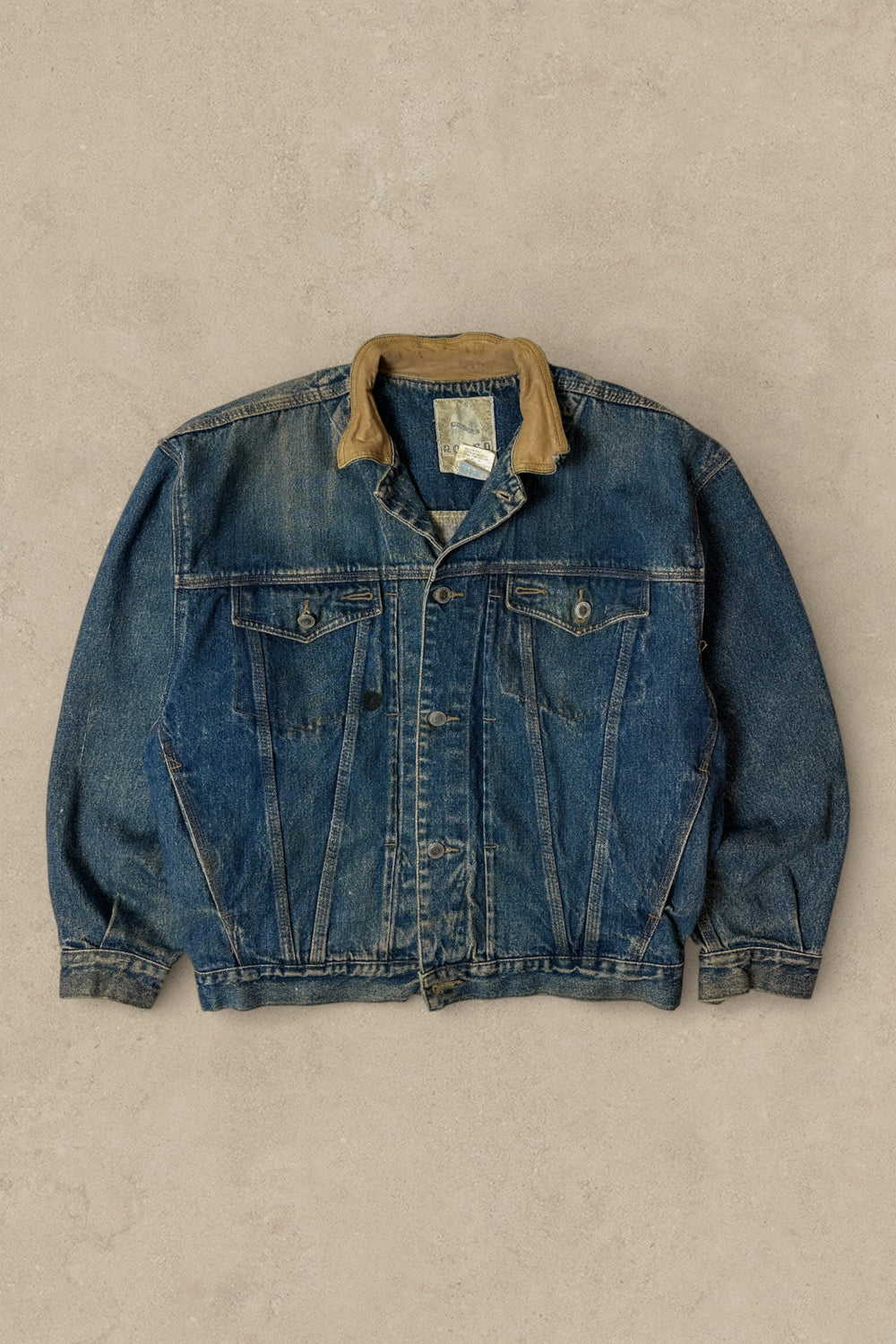 1990S - FADED DENIM TRUCKER BOXY JACKET - M