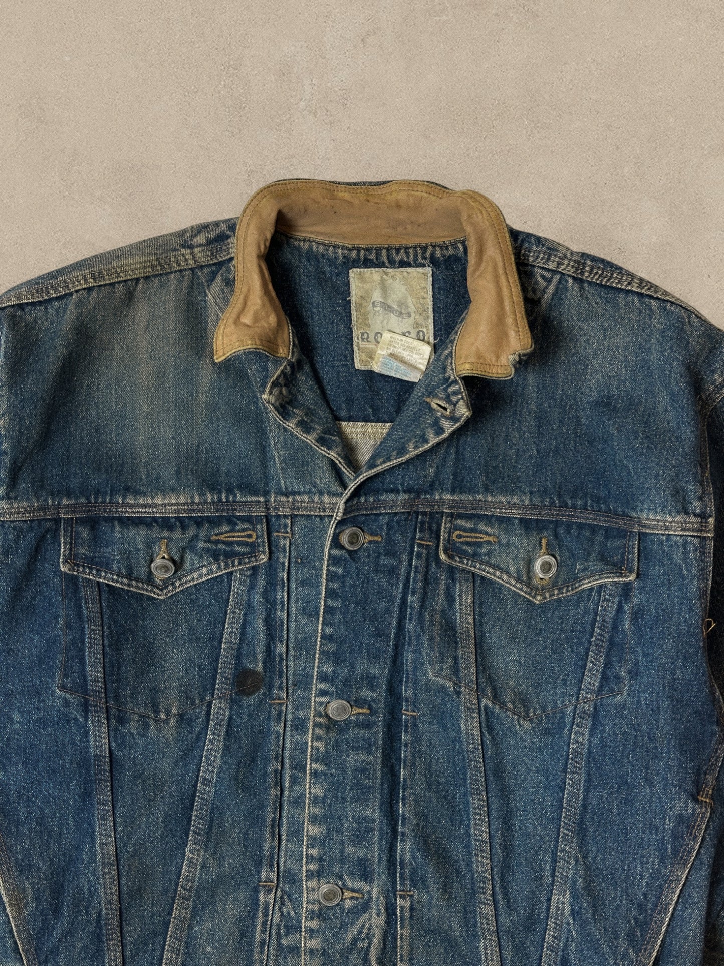 1990S - FADED DENIM TRUCKER BOXY JACKET - M