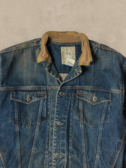 1990S - FADED DENIM TRUCKER BOXY JACKET - M