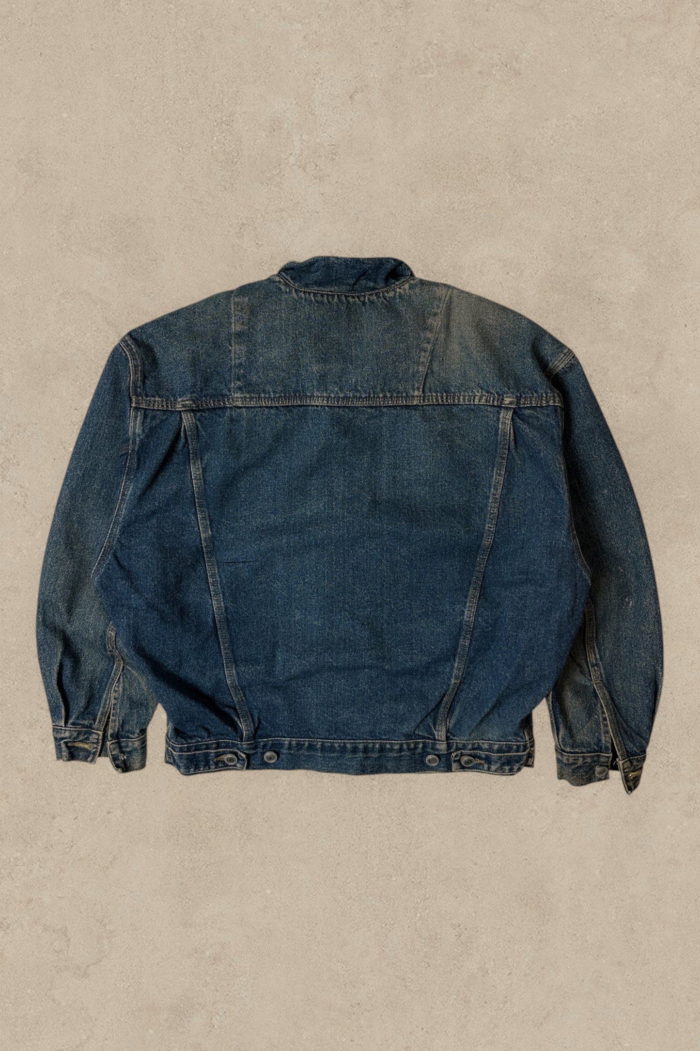 1990S - FADED DENIM TRUCKER BOXY JACKET - M
