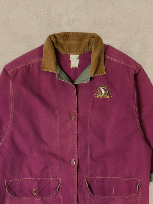 1990S - BURGUNDY BARN COAT JACKET - L