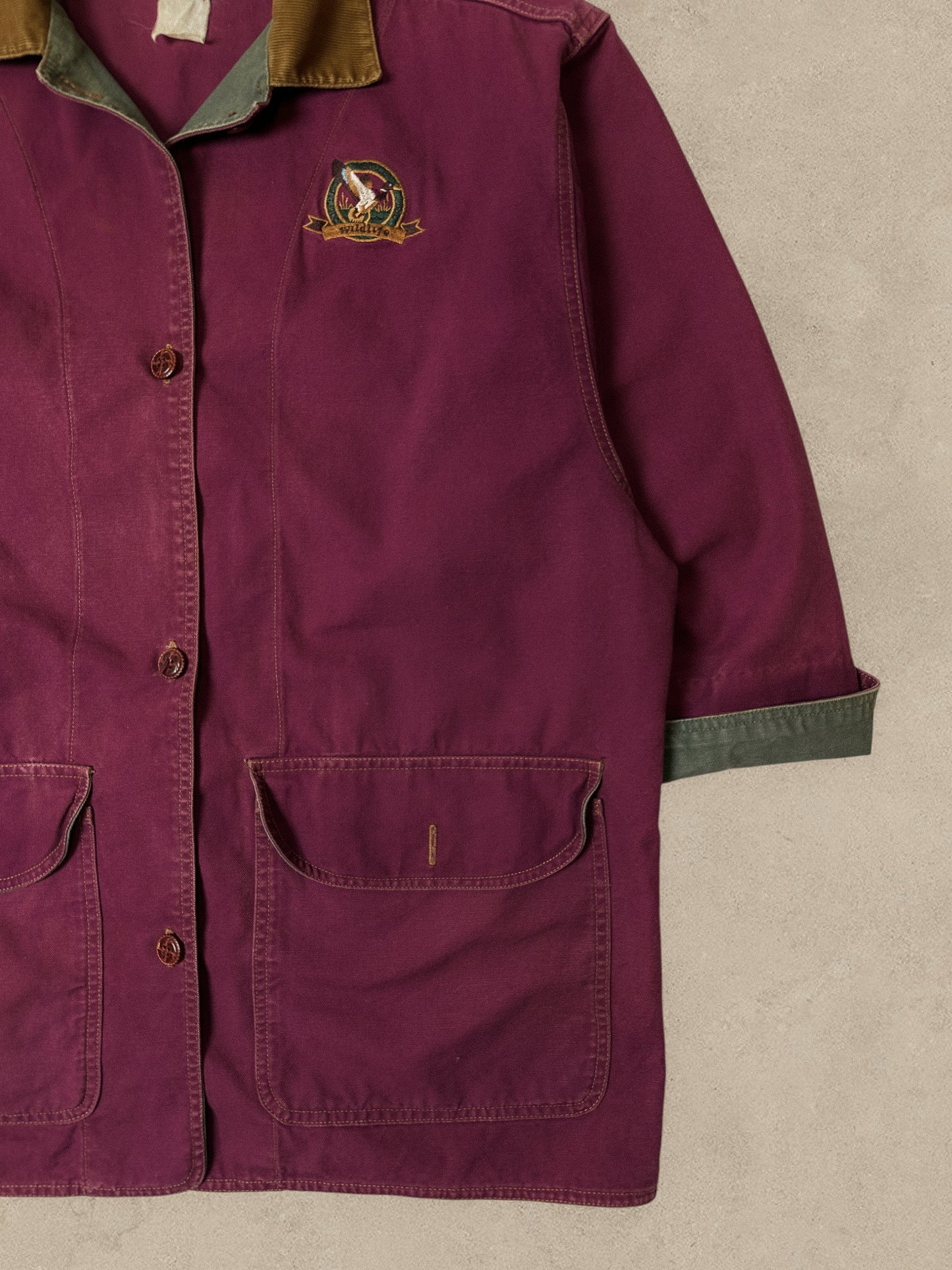 1990S - BURGUNDY BARN COAT JACKET - L