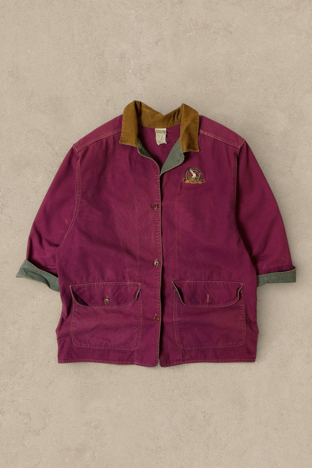 1990S - BURGUNDY BARN COAT JACKET - L