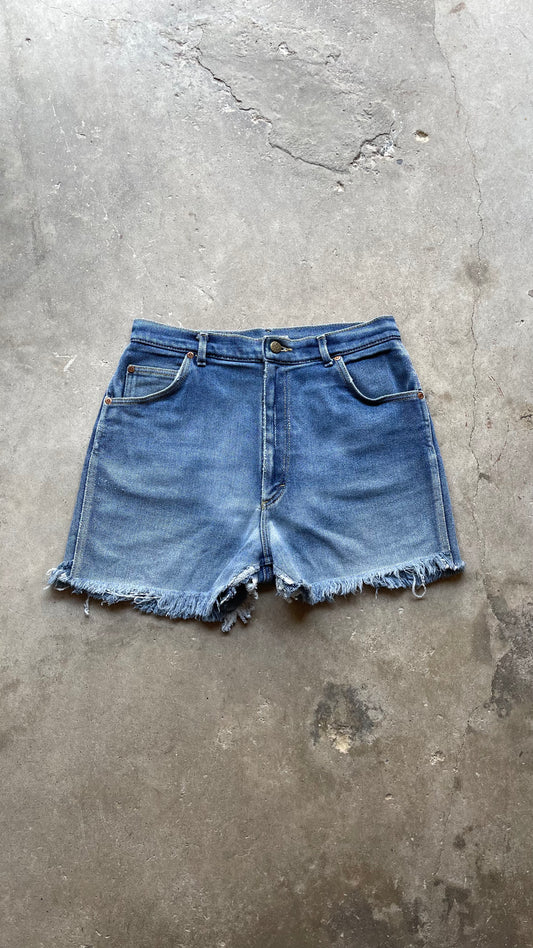 1990S LEE CHOPPED DENIM SHORTS - 32