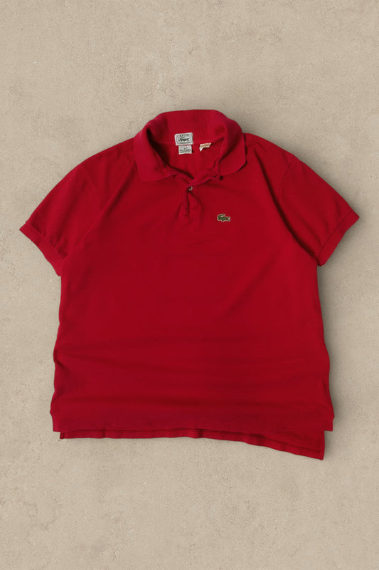 1990S - RED IZOD LACOSTE BUTTON UP SHIRT  - XL