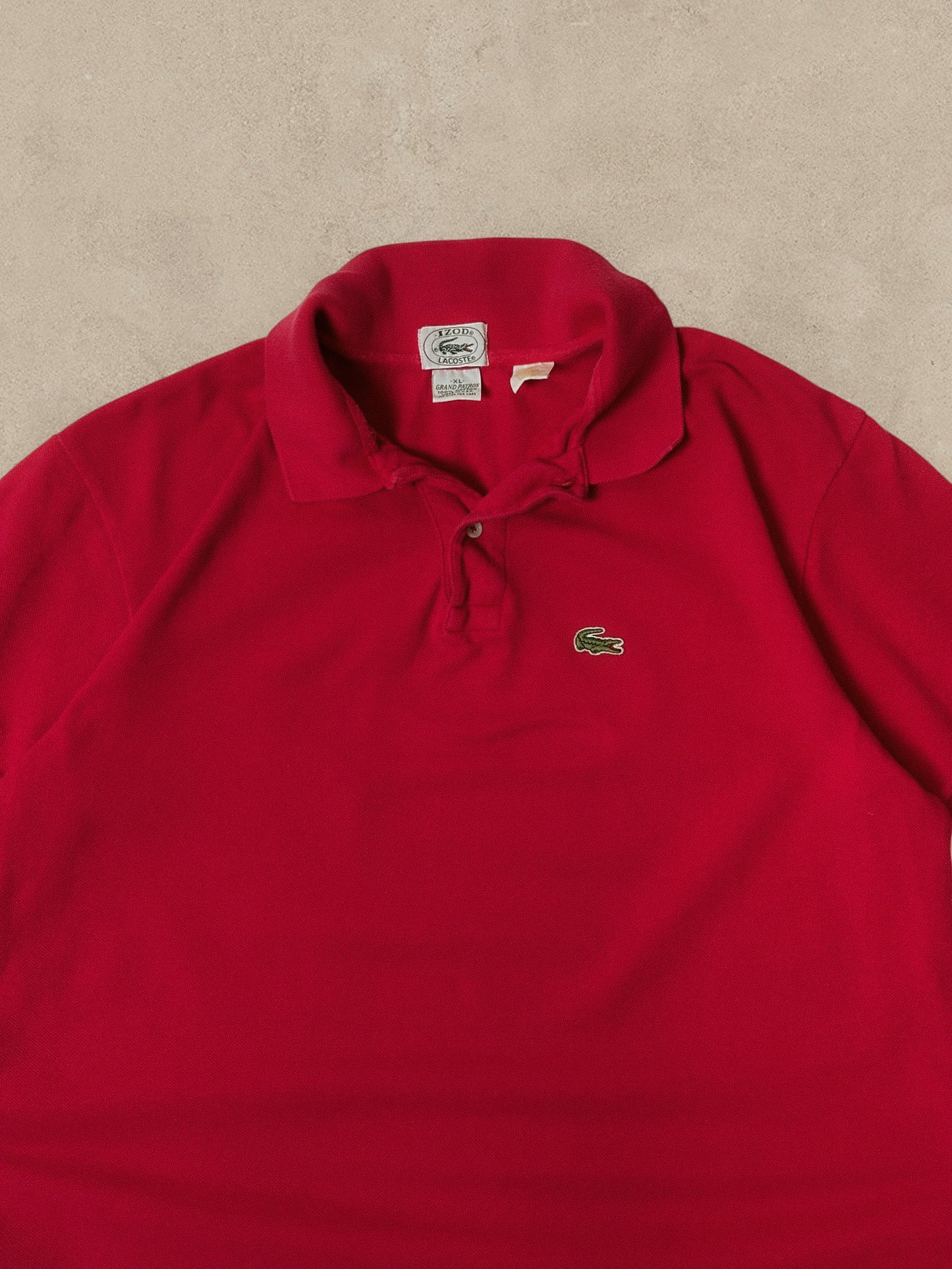 1990S - RED IZOD LACOSTE BUTTON UP SHIRT  - XL