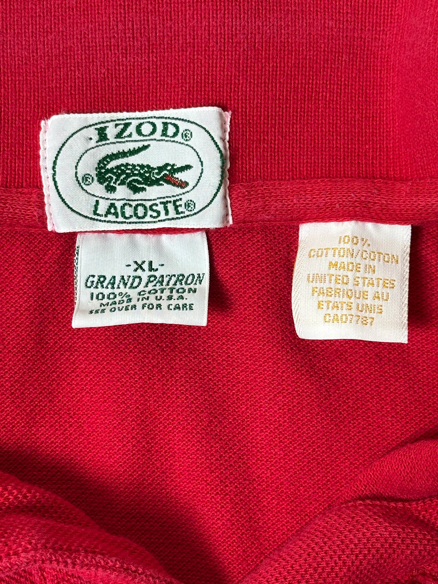 1990S - RED IZOD LACOSTE BUTTON UP SHIRT  - XL