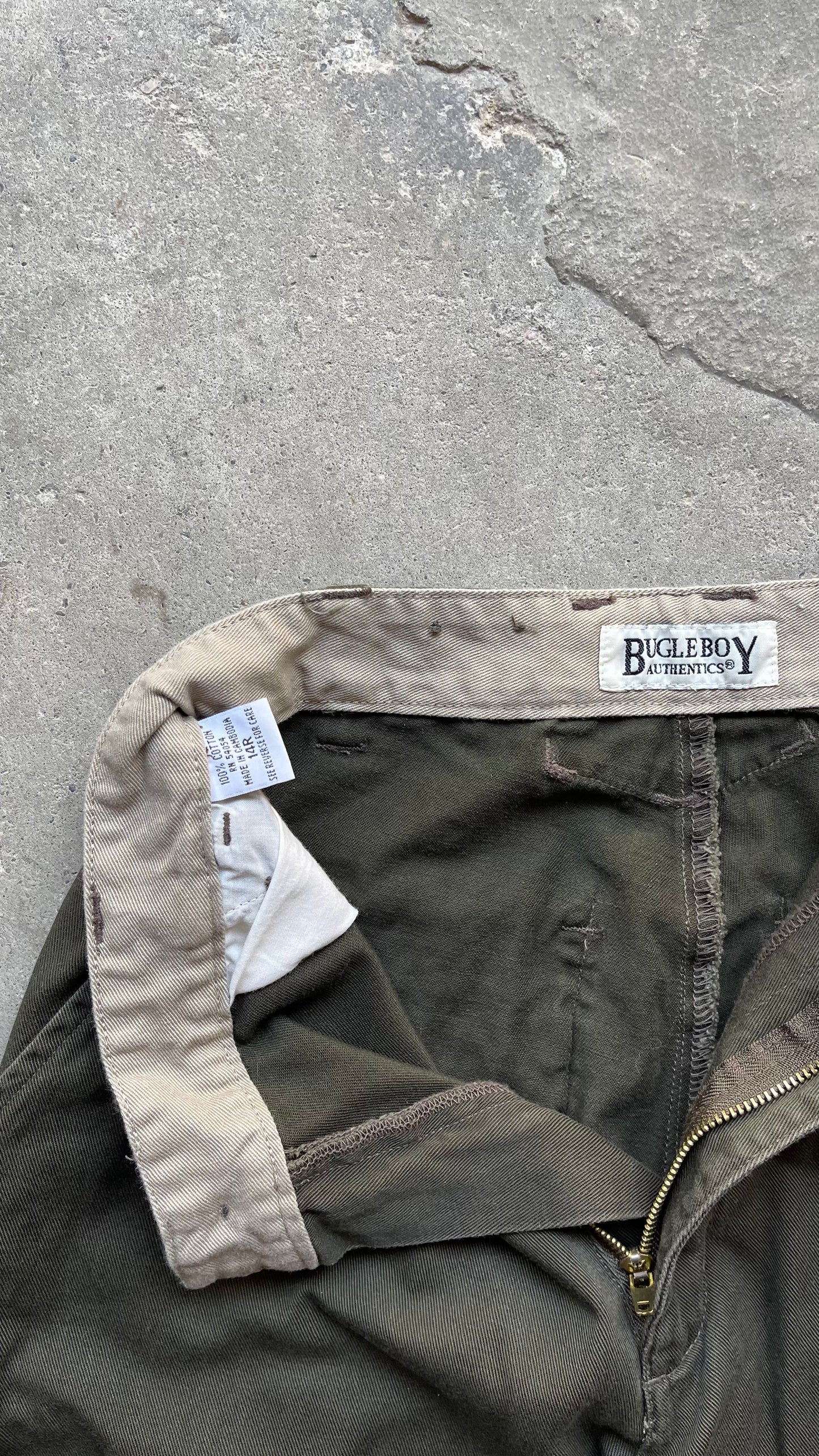 1990S BUGLE BOY CARGO BAGGY PANTS GREEN - 28 x 28 - 28X30