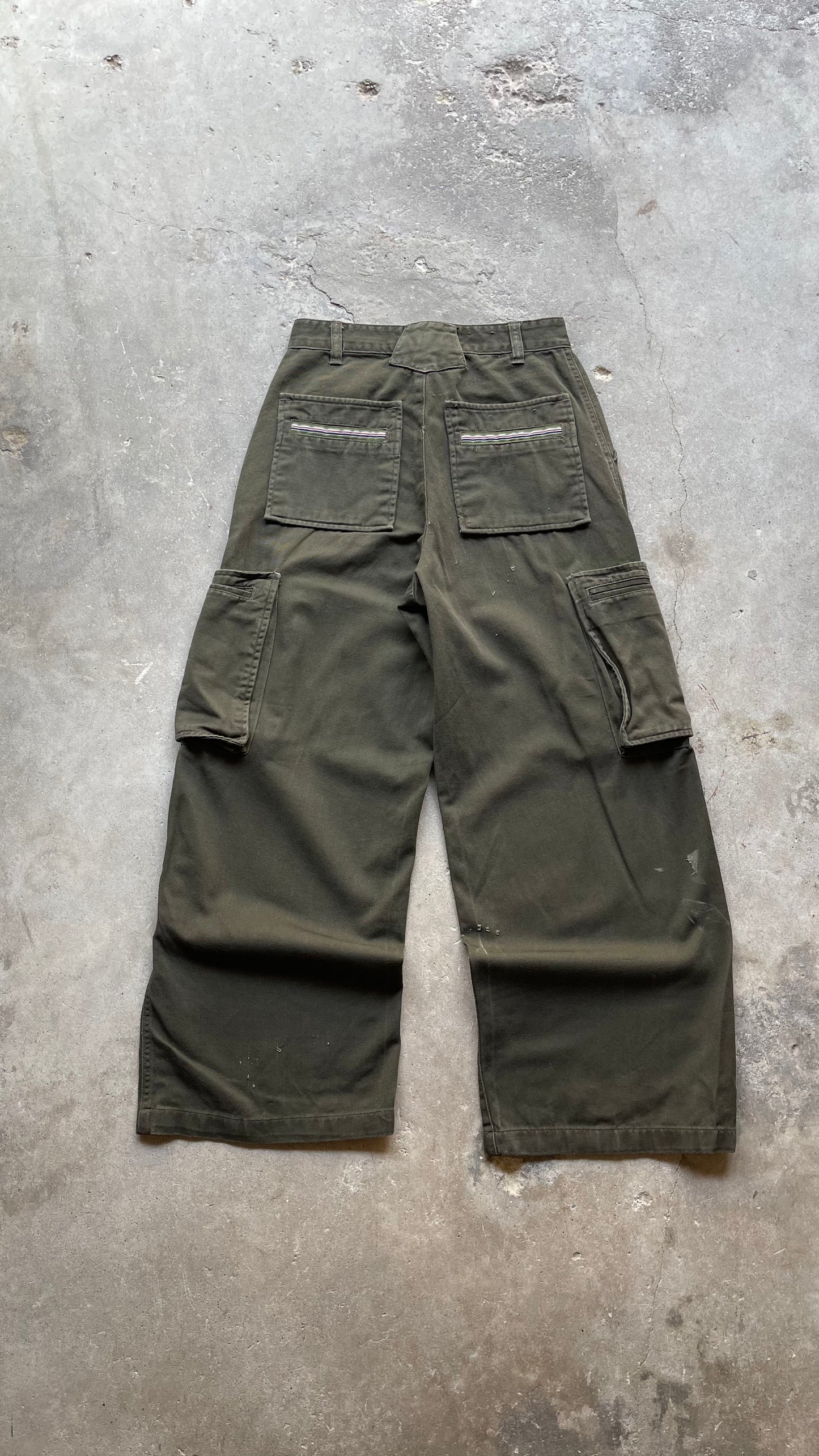 1990S BUGLE BOY CARGO BAGGY PANTS GREEN - 28 x 28 - 28X30