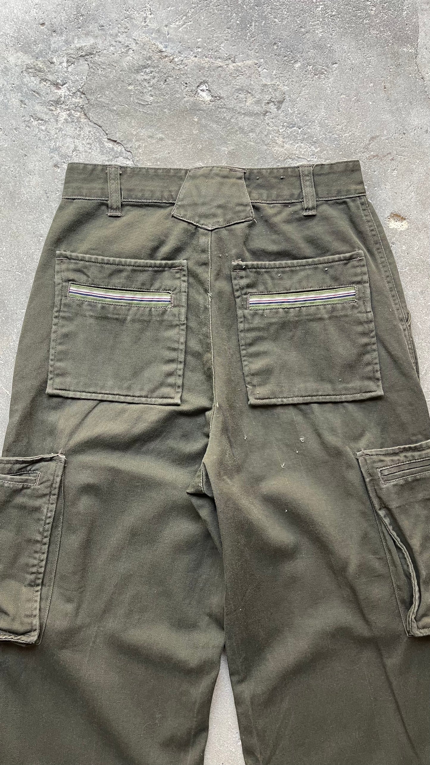 1990S BUGLE BOY CARGO BAGGY PANTS GREEN - 28 x 28 - 28X30