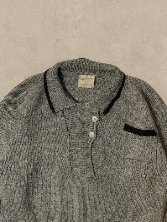 1990S - GRAY POCKET SWEATER - M