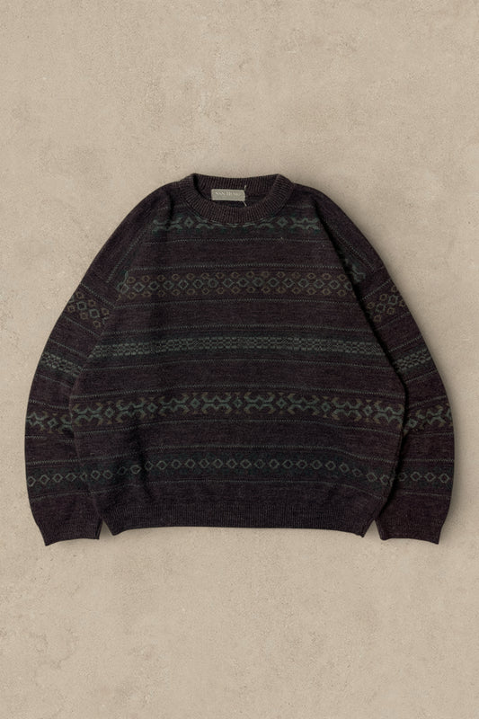1990S - PURPLE/GREEN SWEATER - XL