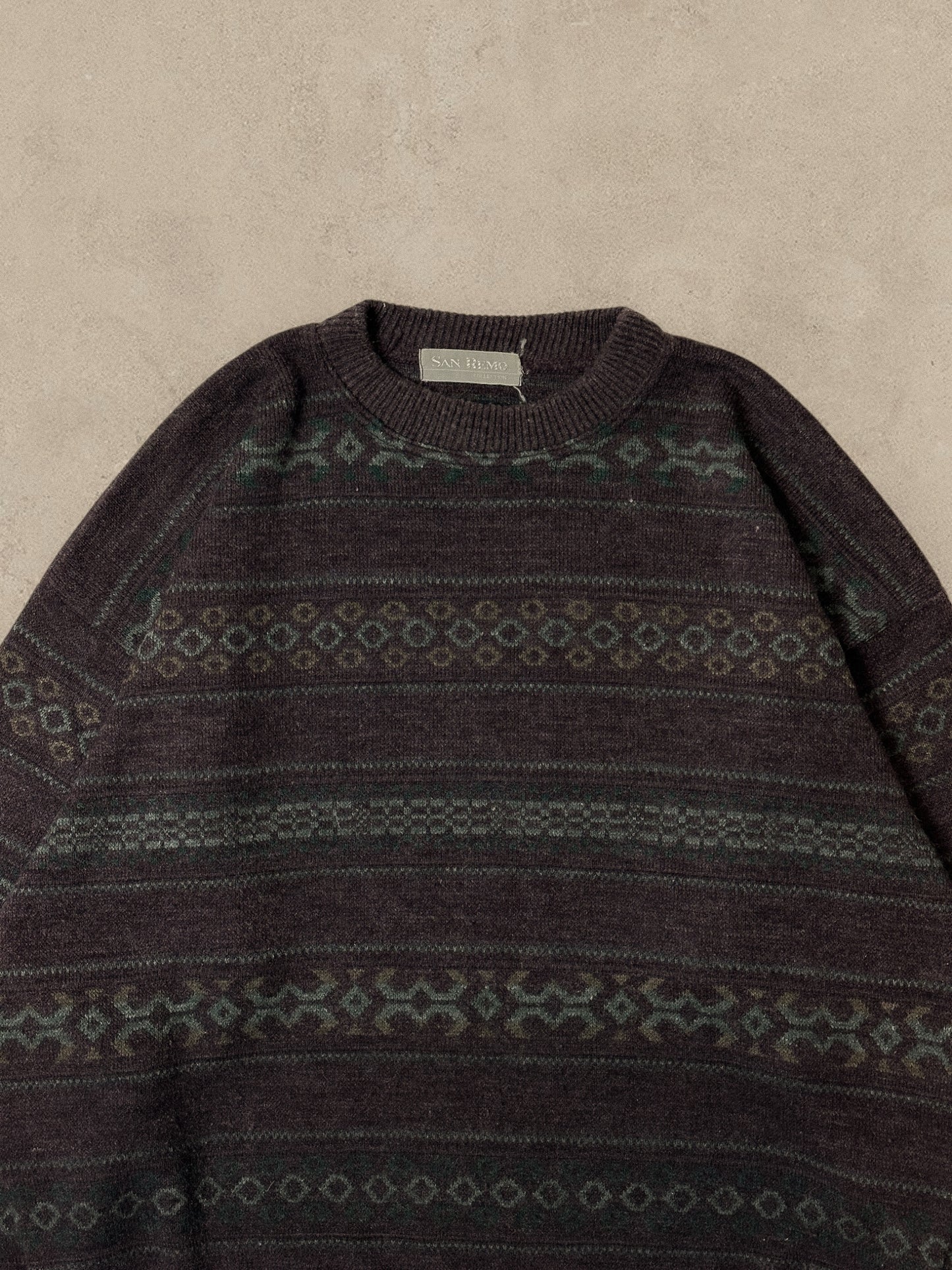 1990S - PURPLE/GREEN SWEATER - XL