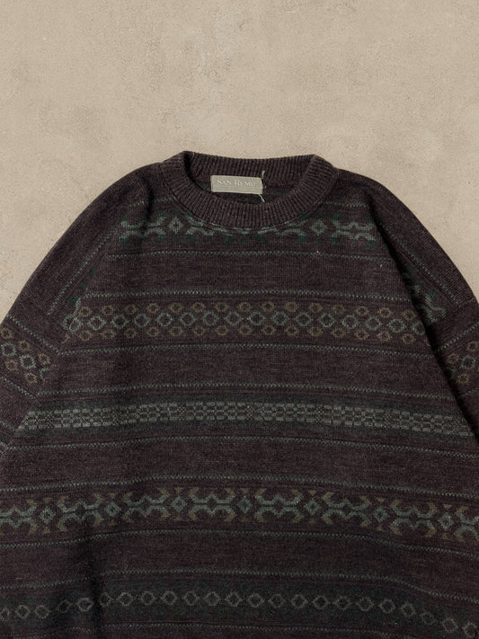 1990S - PURPLE/GREEN SWEATER - XL