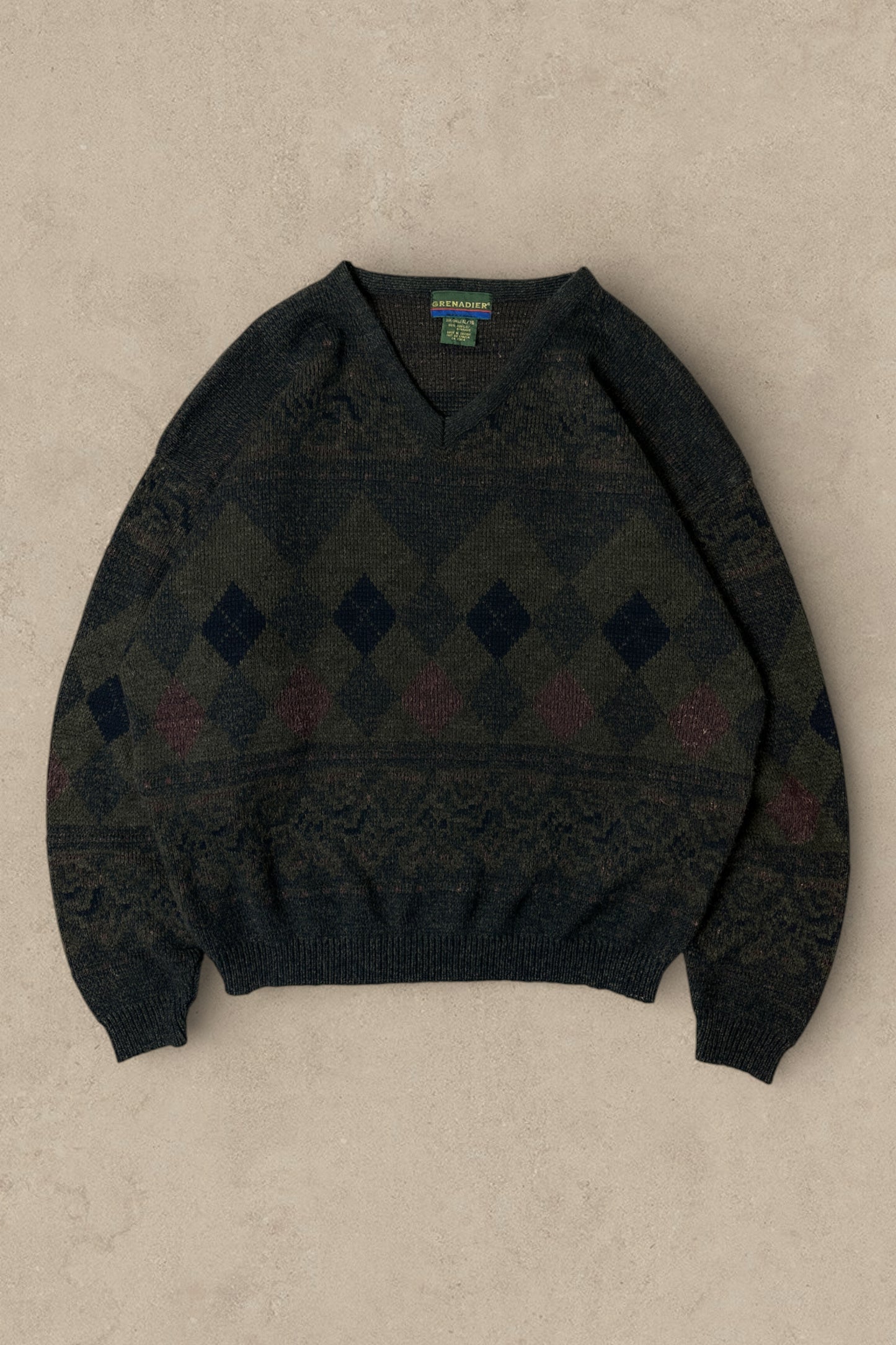 1990S - GREEN/NAVY SWEATER - XL