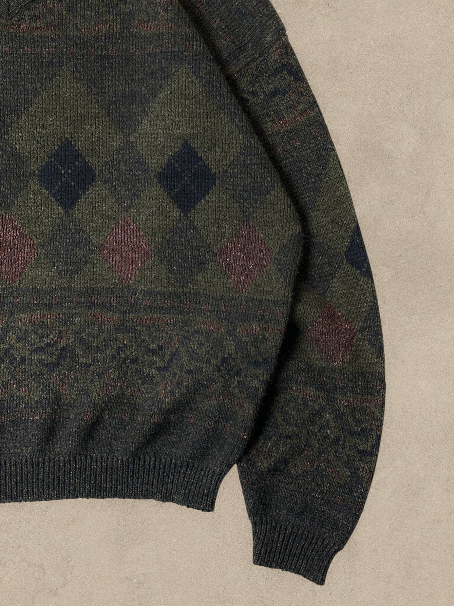 1990S - GREEN/NAVY SWEATER - XL