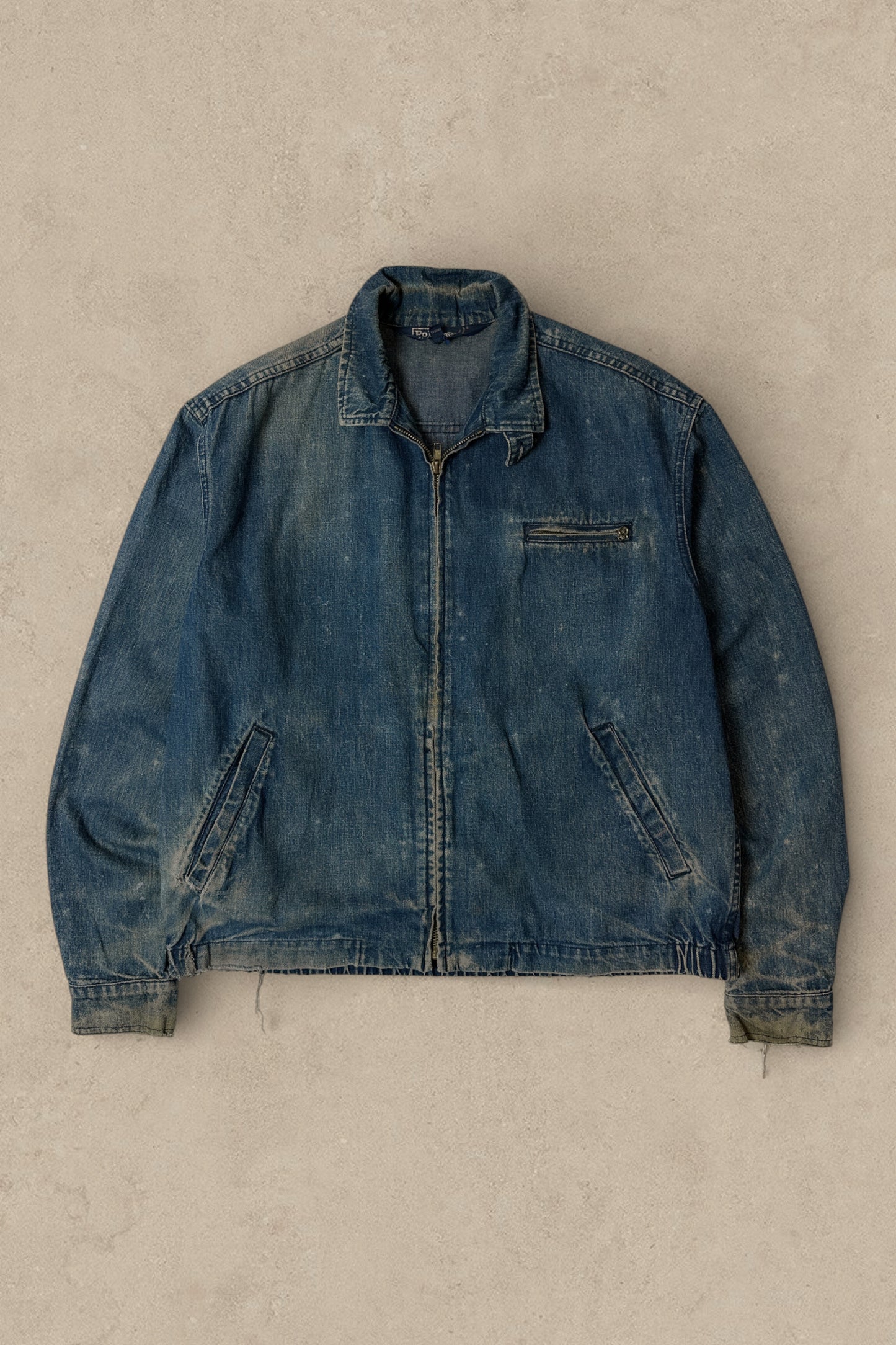 1980S - DISTRESSED POLO RALPH LAUREN DENIM JACKET - S