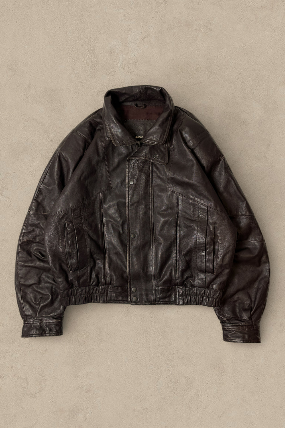 1990S - BURGUNDY LEATHER JACKET - XL