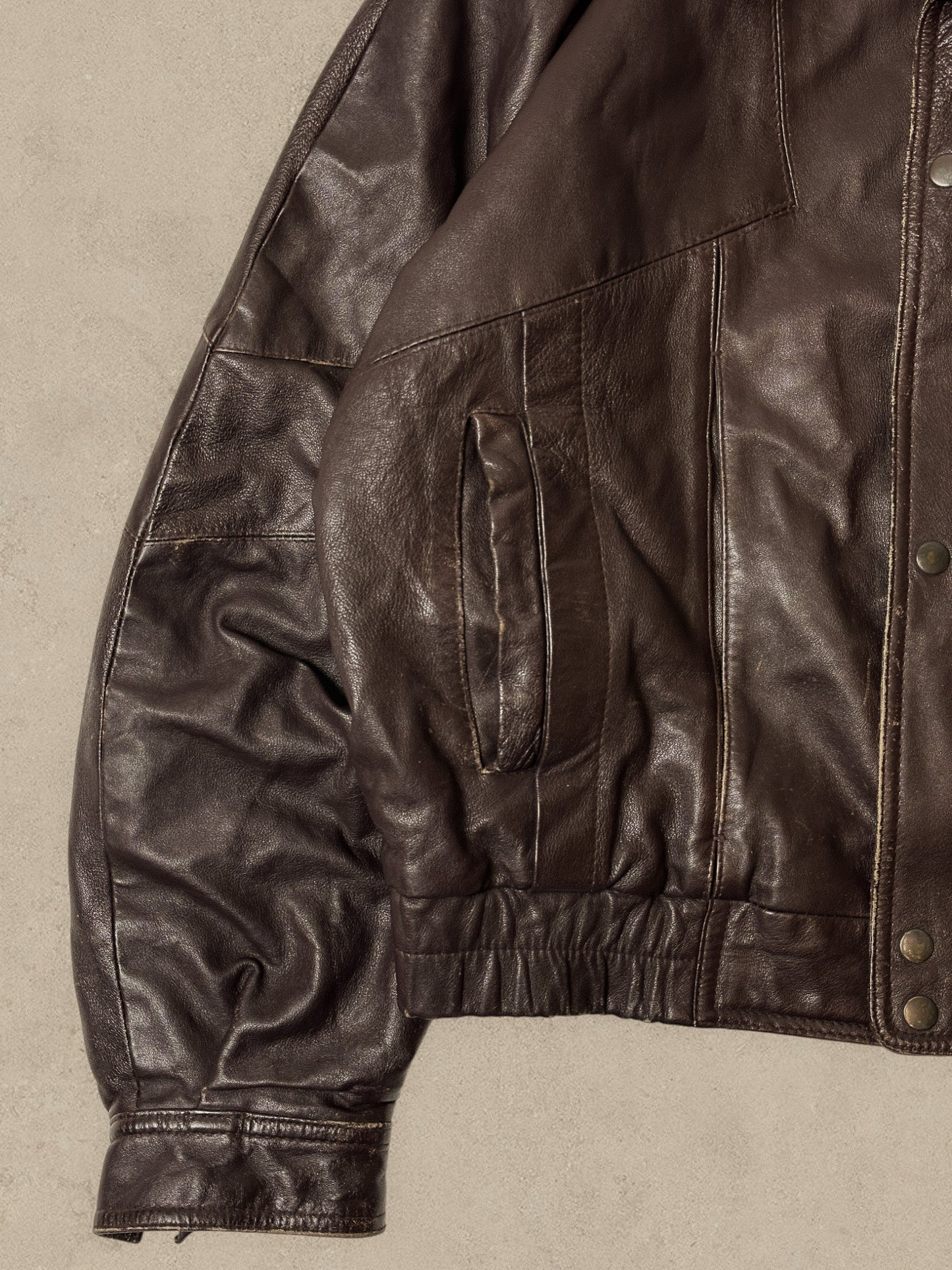 1990S - BURGUNDY LEATHER JACKET - XL