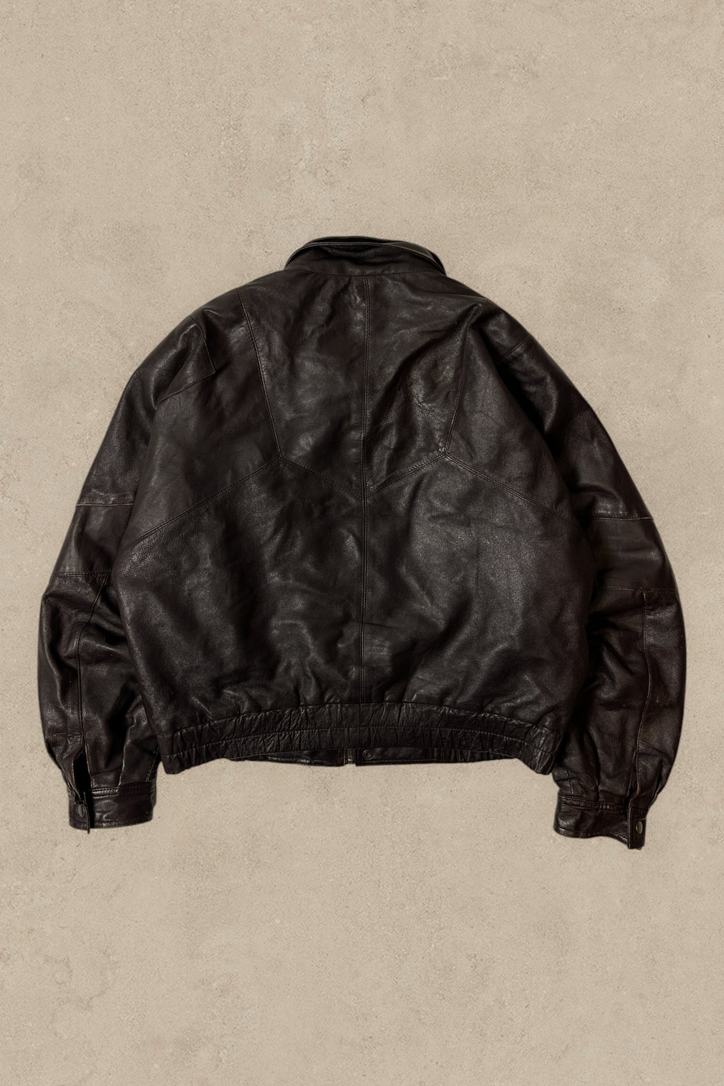 1990S - BURGUNDY LEATHER JACKET - XL