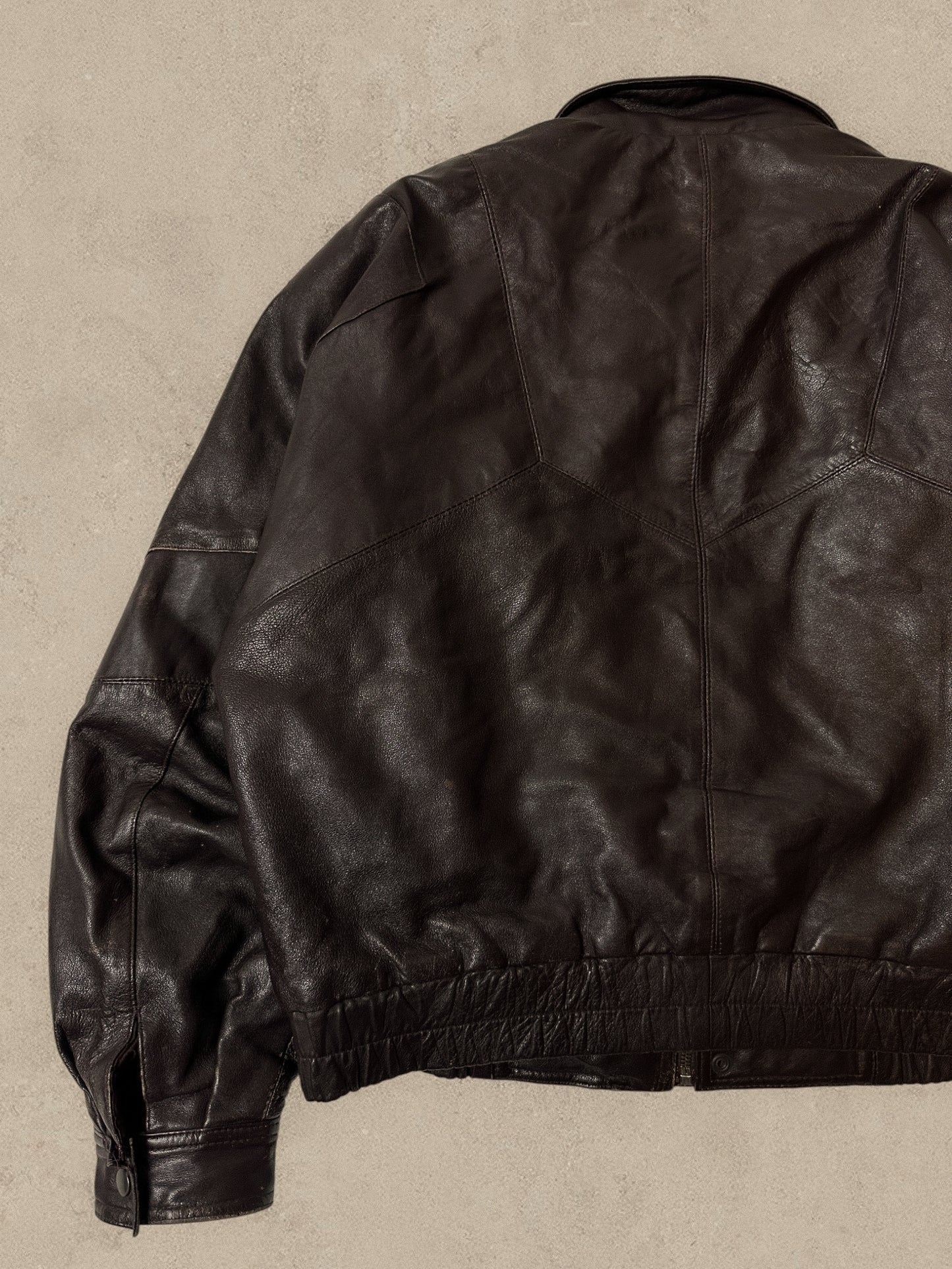 1990S - BURGUNDY LEATHER JACKET - XL