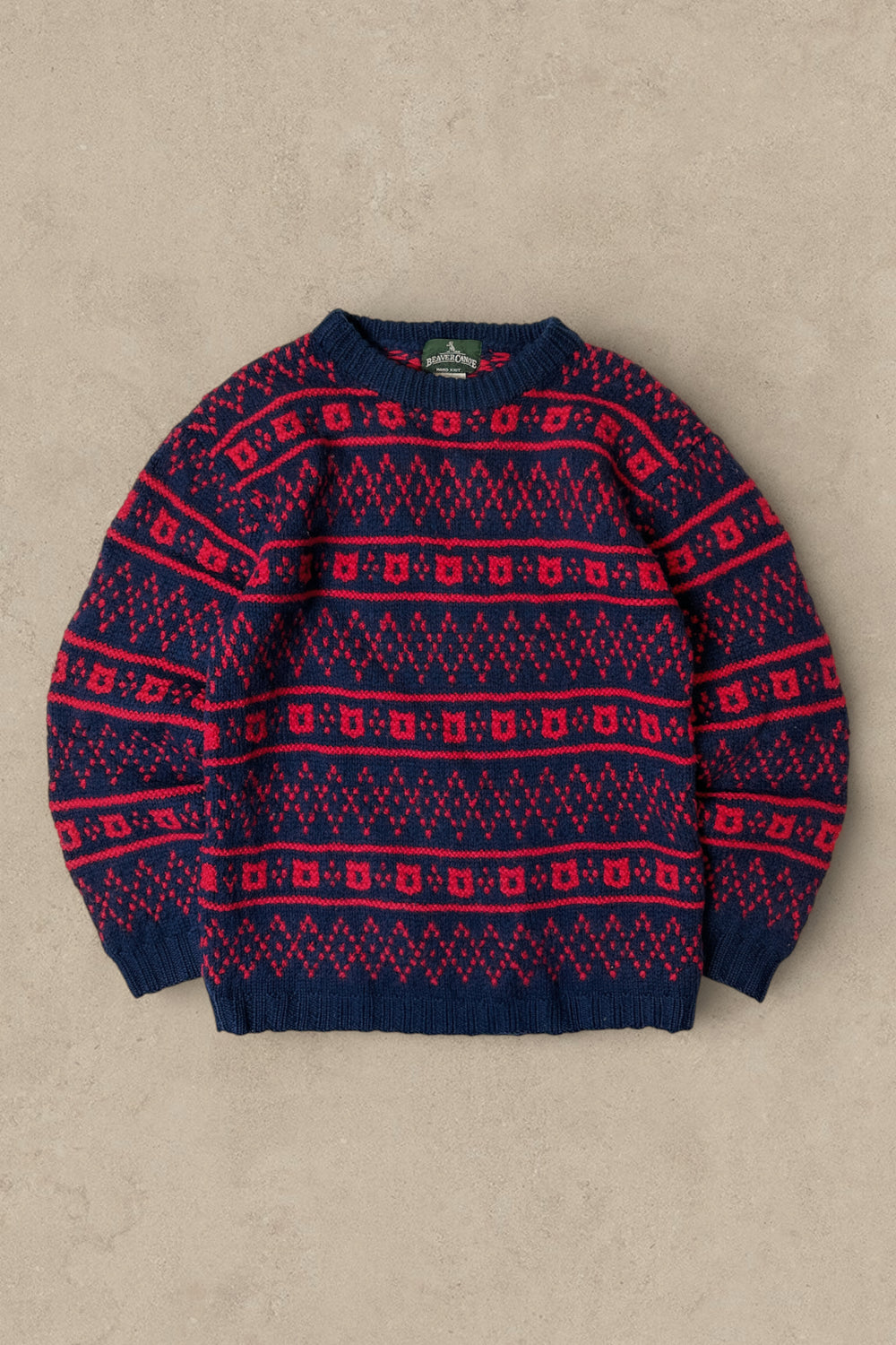 1990S - RED/NAVY WOOL SWEATER - M