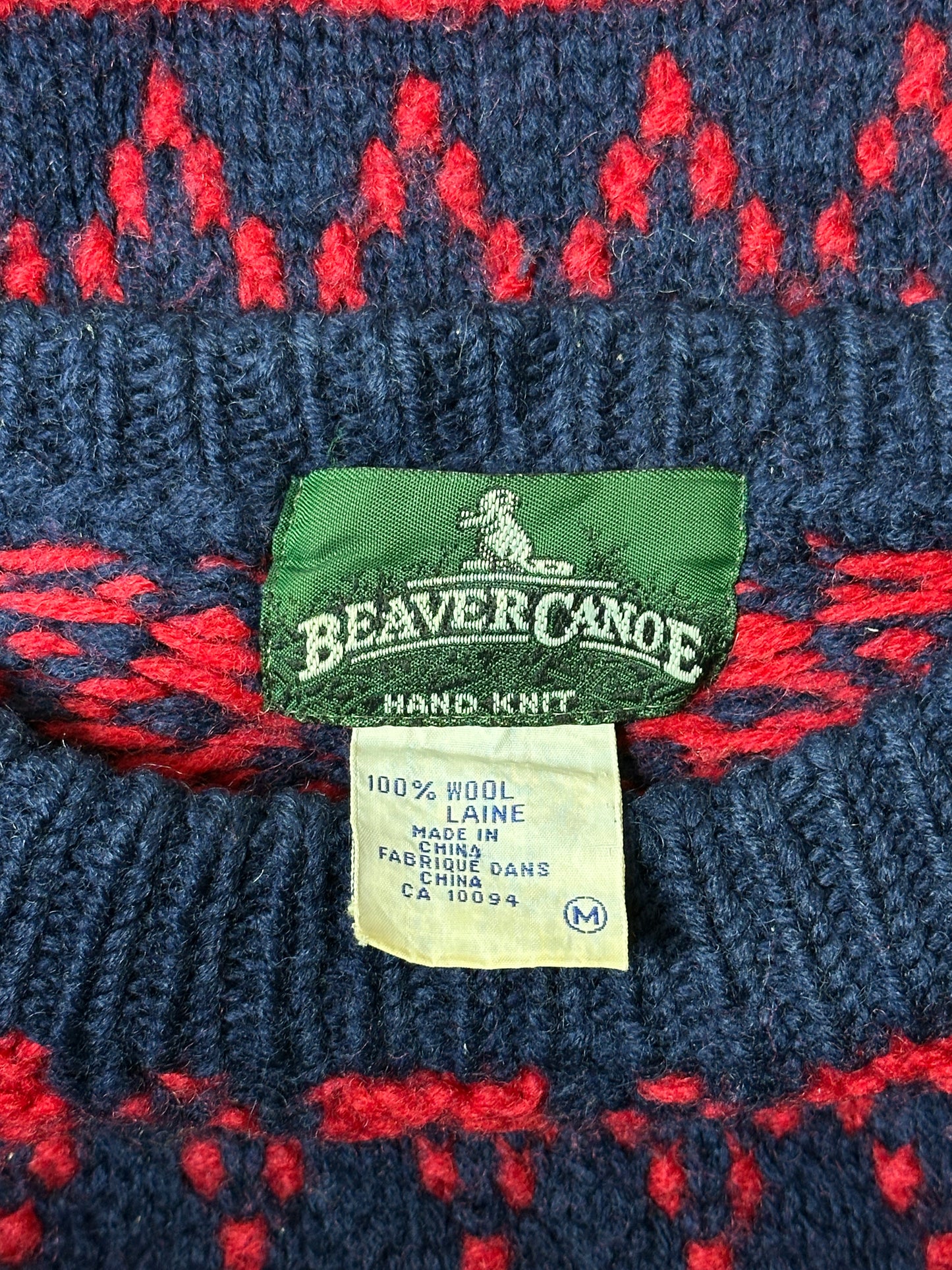 1990S - RED/NAVY WOOL SWEATER - M