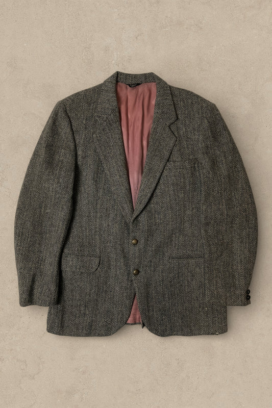 1990S - GREY TWEED SPORT BLAZER - L/XL
