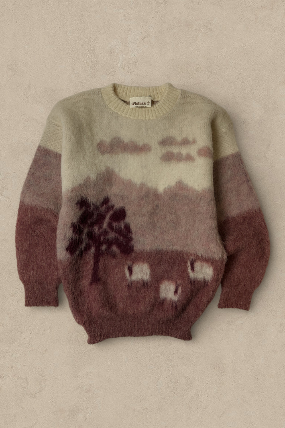 1990S - CREAM/PINK WOOL SWEATER - M