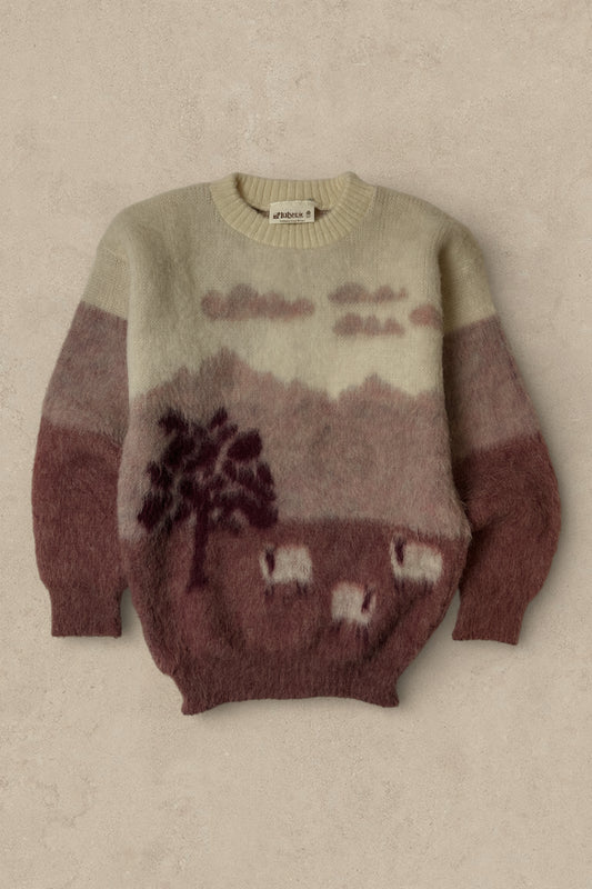 1990S - CREAM/PINK WOOL SWEATER - M