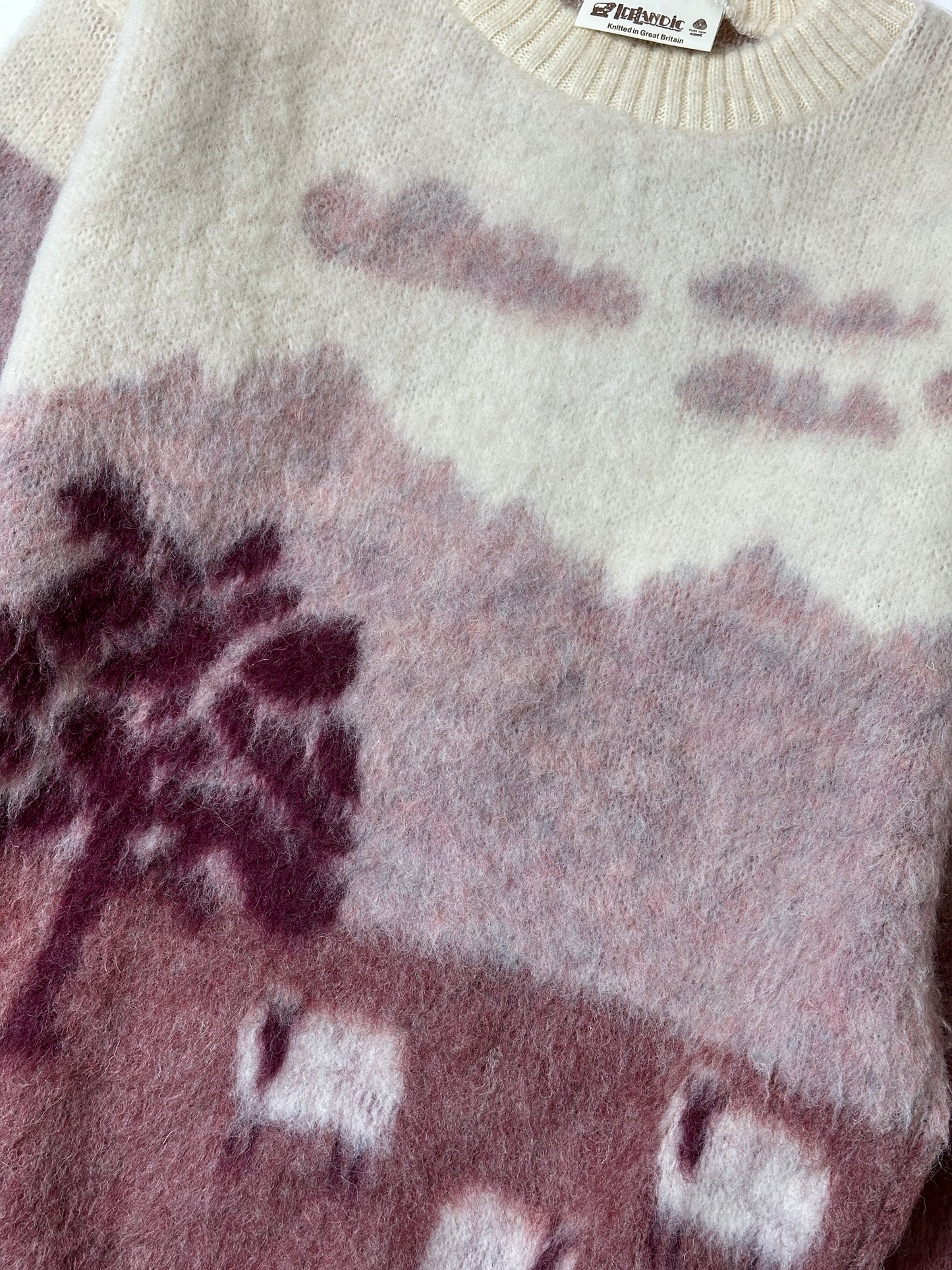 1990S - CREAM/PINK WOOL SWEATER - M