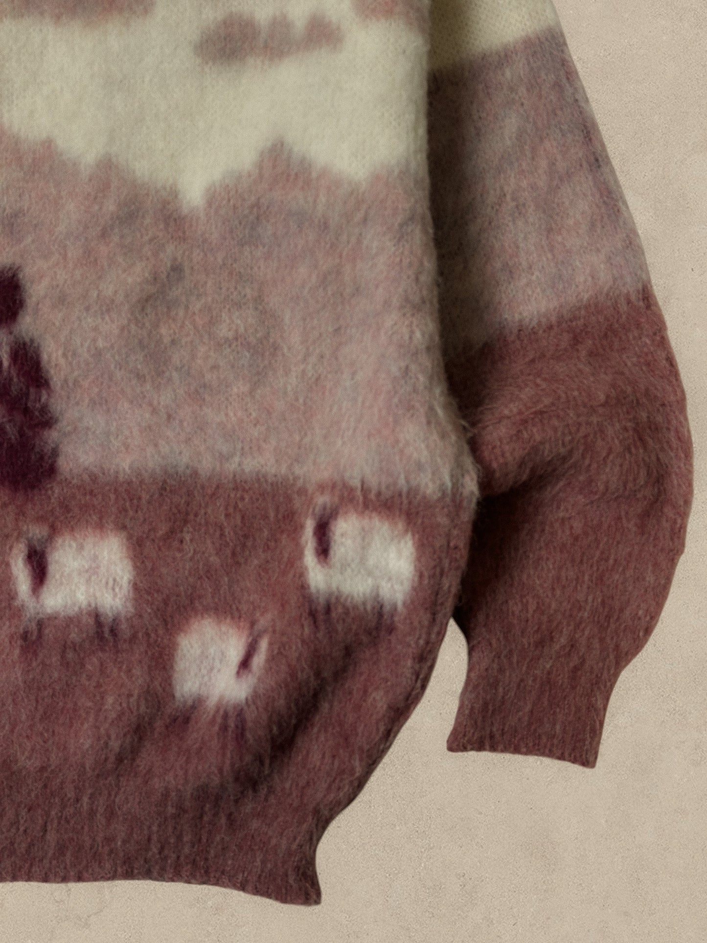 1990S - CREAM/PINK WOOL SWEATER - M