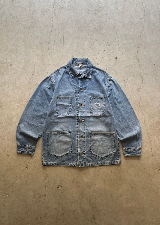 1990S FADED LEE CHORE DENIM JACKET - L