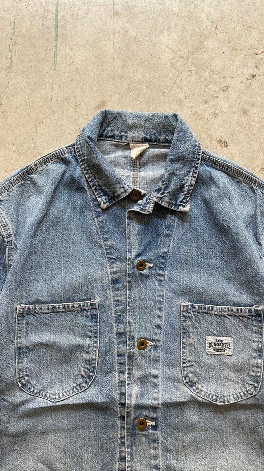 1990S FADED LEE CHORE DENIM JACKET - L