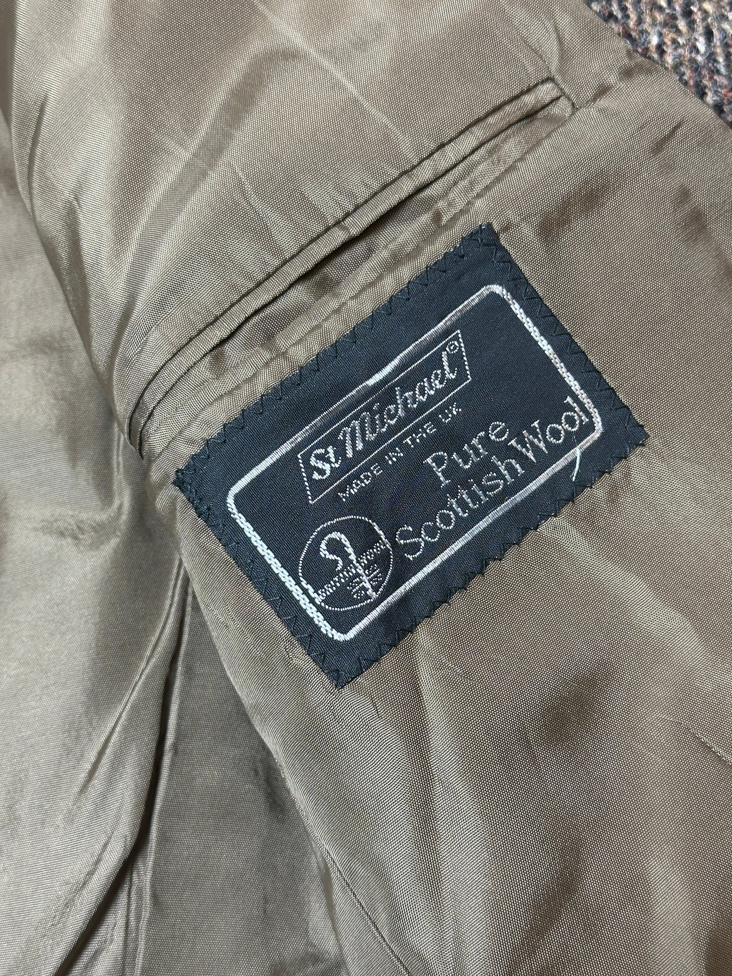 1990S - BROWN TWEED SPORT BLAZER - L/XL