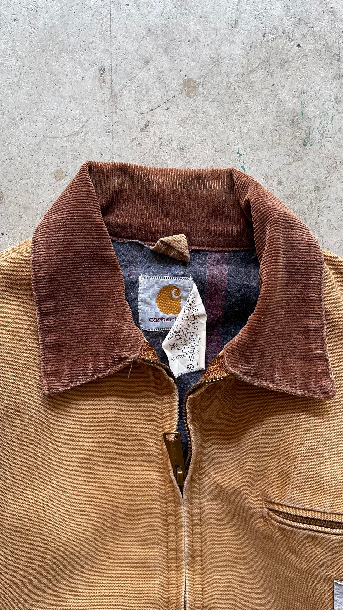 1990S DETROIT CARHARTT JACKET TAN - L
