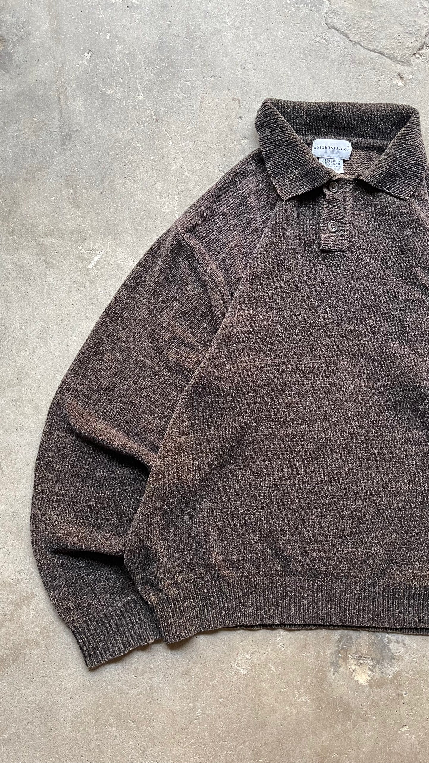 2000S BASIC COLLARED SWEATER BROWN - XL
