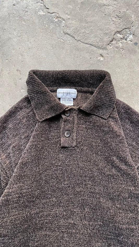 2000S BASIC COLLARED SWEATER BROWN - XL